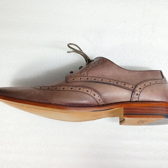 Joseph Abboud Italian Leather Wingtip Brogue Oxfords Mens 10.5 Brown EUC Italy - Picture 7 of 16